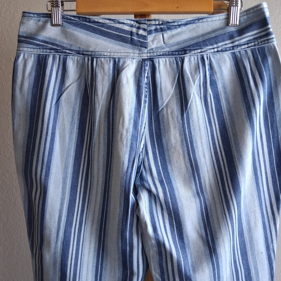🎀 Free People We The Free Indigo Haze Journey Flare Striped Retro Jeans Sz.31 - Picture 7 of 13